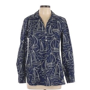 TU Talbots sailboat nautical blue blouse size l